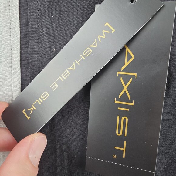 Axist Mens XL Black Silk Touch Shirt With Vertical Stripes - Picture 5 of 9